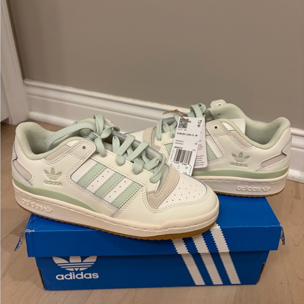 Adidas Cream and Green Sneakers